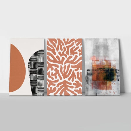 Σετ Τριπτυχος Πινακας σε καμβά DARK ORANGE ABSTRACT - Αφηρημενα και Abstract Sticky 1