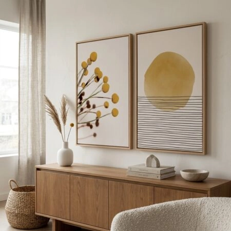 Σετ Δίπτυχος Πινακας σε καμβά DARK YELLOW ABSTRACT - Αφηρημενα και Abstract Sticky 3