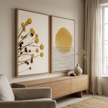 Σετ Δίπτυχος Πινακας σε καμβά DARK YELLOW ABSTRACT - Αφηρημενα και Abstract Sticky 4