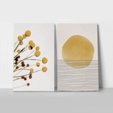 Σετ Δίπτυχος Πινακας σε καμβά DARK YELLOW ABSTRACT - Αφηρημενα και Abstract Sticky 1