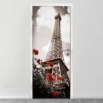 Αυτοκολλητο Πορτας EIFFEL TOWER AND RED ROSE