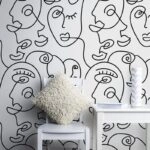 Αυτοκόλλητη Ταπετσαρία τοίχου FACES POP LINE ART