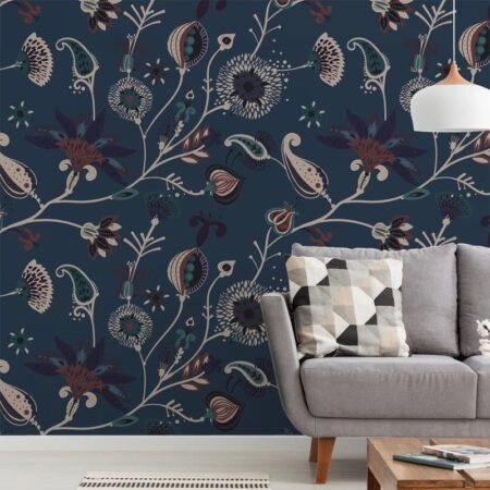 Αυτοκόλλητη Ταπετσαρία τοίχου FLORAL IN BLUE - Floral - Λουλουδια