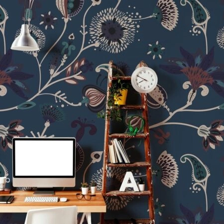 Αυτοκόλλητη Ταπετσαρία τοίχου FLORAL IN BLUE - Floral - Λουλουδια Sticky 1
