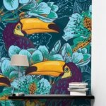 Αυτοκόλλητη Ταπετσαρία τοίχου FLOWERS AND TOUCAN