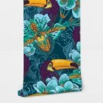 Αυτοκόλλητη Ταπετσαρία τοίχου FLOWERS AND TOUCAN