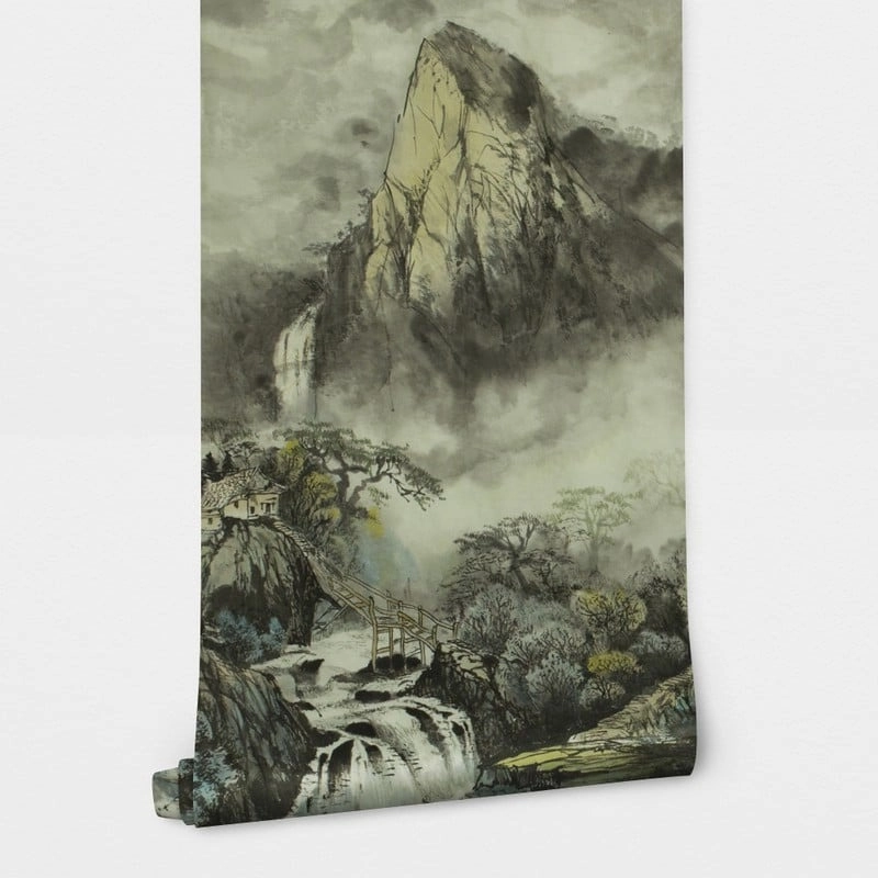 Αυτοκόλλητη Ταπετσαρία τοίχου FOGGY MOUNTAINS DRAWING
