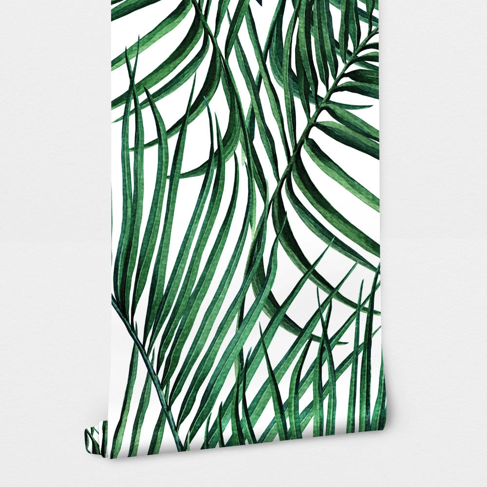 Αυτοκόλλητη Ταπετσαρία τοίχου GREEN TROPICAL PALM LEAVES
