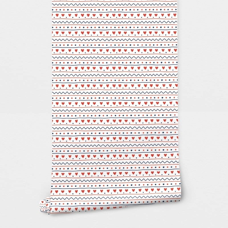 Αυτοκόλλητη Ταπετσαρία τοίχου HEART SCANDINAVIAN ORNAMENT