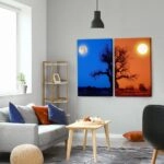 Σετ Δίπτυχος Πινακας σε καμβά LONE TREE