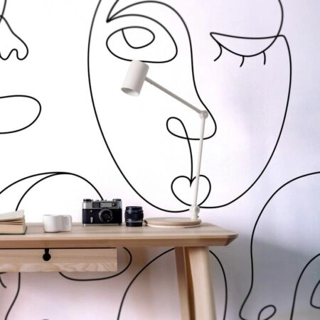 Αυτοκόλλητη Ταπετσαρία τοίχου MINIMAL FACES LINE ART - Μοτίβα Sticky 1