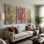Σετ Τριπτυχος Πινακας σε καμβά MODERN ABSTRACT TREES