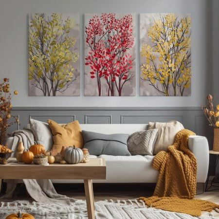 Σετ Τριπτυχος Πινακας σε καμβά MODERN ABSTRACT TREES - Εργα Τεχνης Sticky 3