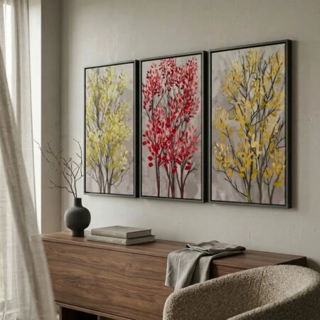 Σετ Τριπτυχος Πινακας σε καμβά MODERN ABSTRACT TREES - Εργα Τεχνης