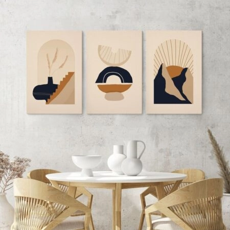 Σετ Τριπτυχος Πινακας σε καμβά MODERN MINIMALISTIC BOHO ART - Αφηρημενα και Abstract