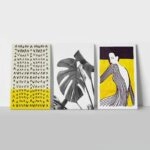 Σετ Τριπτυχος Πινακας σε καμβά MONOCHROMATIC AND YELLOW COMPOSITION