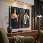 Σετ Δίπτυχος Πινακας σε καμβά MR & MRS
