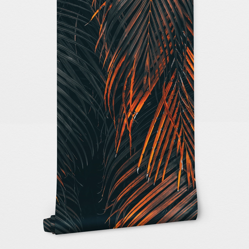 Αυτοκόλλητη Ταπετσαρία τοίχου ORANGE AND BLACK PALM