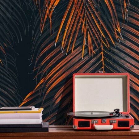 Αυτοκόλλητη Ταπετσαρία τοίχου ORANGE AND BLACK PALM - Tropical Sticky 1