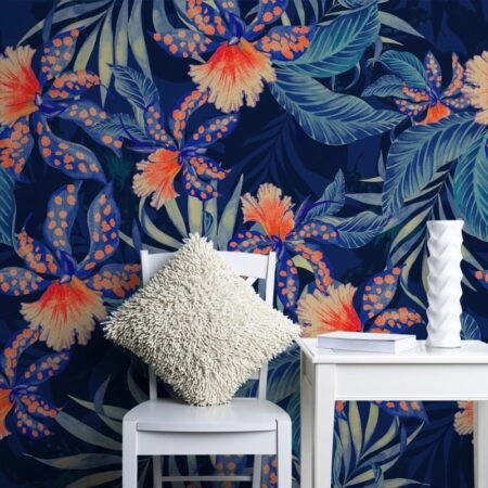 Αυτοκόλλητη Ταπετσαρία τοίχου ORCHIDS AND PALMS - Floral - Λουλουδια
