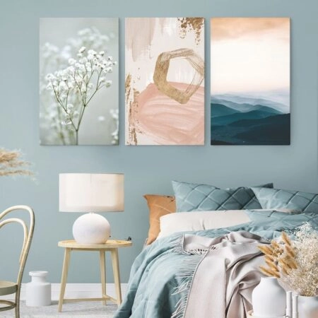Σετ Τριπτυχος Πινακας σε καμβά PASTEL CALMNESS - Αφηρημενα και Abstract
