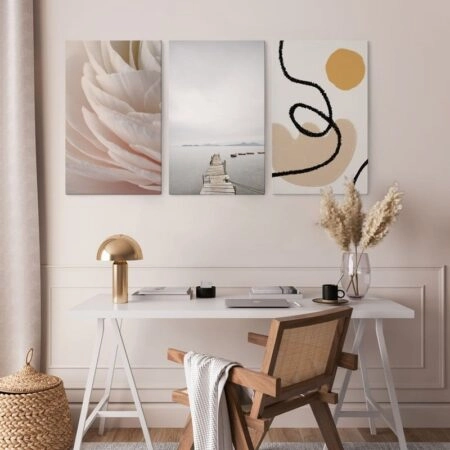 Σετ Τριπτυχος Πινακας σε καμβά PASTEL MORNING - Αφηρημενα και Abstract