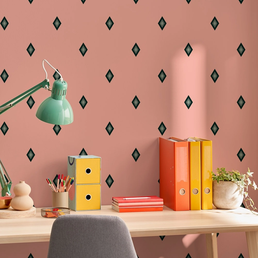 Αυτοκόλλητη Ταπετσαρία τοίχου PINK AND GREEN ART DECO