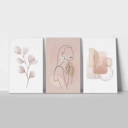 Σετ Τριπτυχος Πινακας σε καμβά PINK PASTEL TONES - Εργα Τεχνης Sticky 1