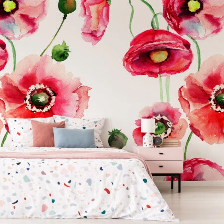 Αυτοκόλλητη Ταπετσαρία τοίχου POPPIES - Floral - Λουλουδια