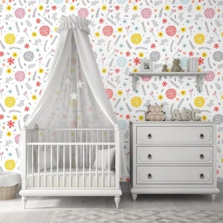 Αυτοκόλλητη Ταπετσαρία τοίχου SPRING FLOWERS PATTERN - Μοτίβα