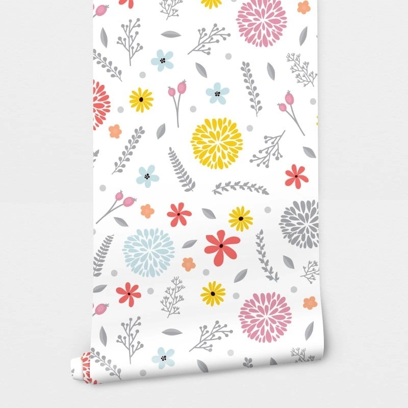 Αυτοκόλλητη Ταπετσαρία τοίχου SPRING FLOWERS PATTERN