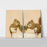 Σετ Δίπτυχος Πινακας σε καμβά SQUIRRELS