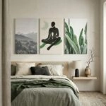 Σετ Τριπτυχος Πινακας σε καμβά SUBTLE GREEN