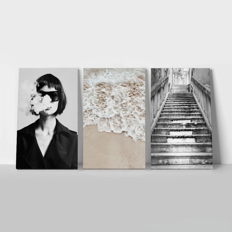 Σετ Τριπτυχος Πινακας σε καμβά THINK IN ELEGANCE