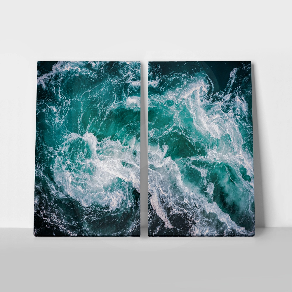 Σετ Δίπτυχος Πινακας σε καμβά TIDAL WAVES
