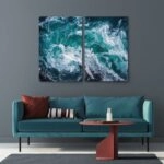 Σετ Δίπτυχος Πινακας σε καμβά TIDAL WAVES