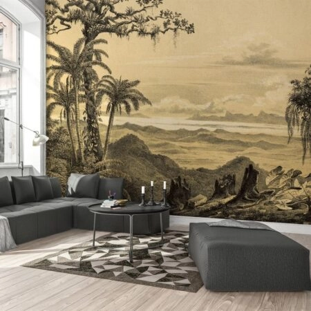 Αυτοκόλλητη Ταπετσαρία τοίχου TROPICAL LANDSCAPE DRAWING - Tropical