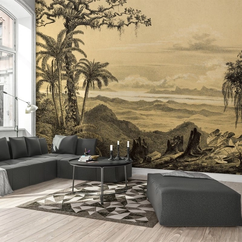 Αυτοκόλλητη Ταπετσαρία τοίχου TROPICAL LANDSCAPE DRAWING