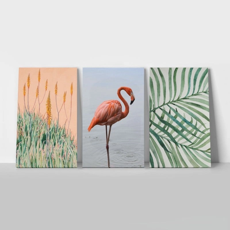 Σετ Τριπτυχος Πινακας σε καμβά TROPICAL LIFE