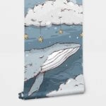 Αυτοκόλλητη Ταπετσαρία τοίχου WHALE AMONG CLOUDS AND STARS