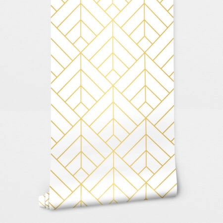 Αυτοκόλλητη Ταπετσαρία τοίχου WHITE GOLD ART DECO DIAMOND - Μοτίβα Sticky 2