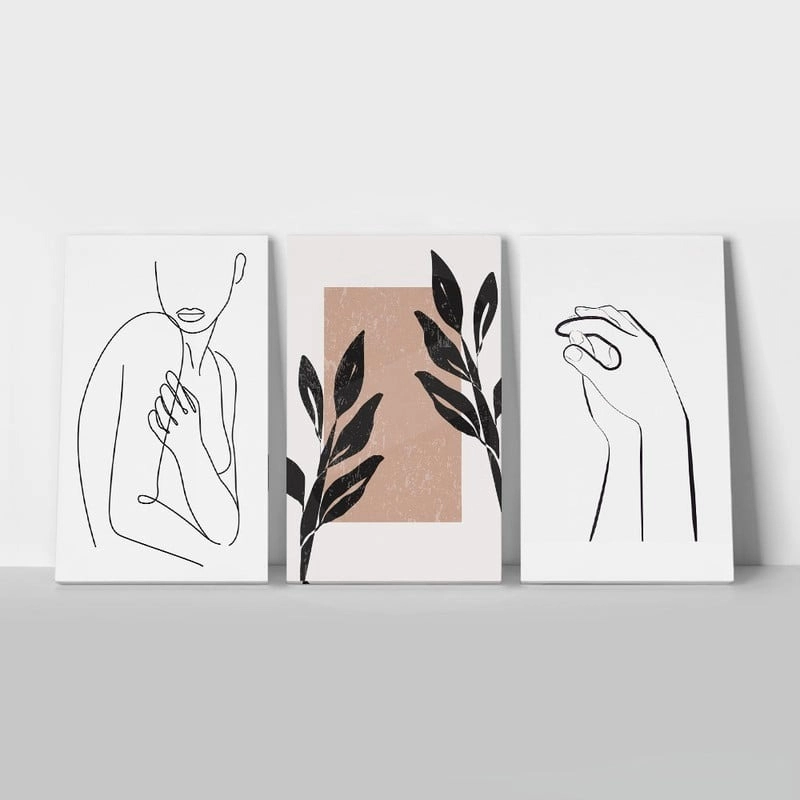 OUTLET Σετ Τριπτυχος Πινακας σε καμβά WOMEN IN ART 30cm x 50cm