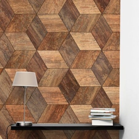 Αυτοκόλλητη Ταπετσαρία τοίχου WOODEN GEOMETRICAL - Απομίμηση υλικών Sticky 1