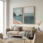 Σετ Δίπτυχος Πινακας σε καμβά ABSTRACT SEA VIEW