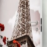 Αυτοκολλητο Πορτας EIFFEL TOWER AND RED ROSE