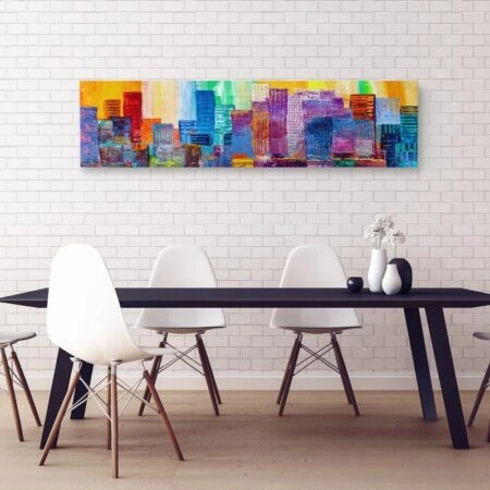 Πίνακας Πανοραμικός ABSTRACT PAINTING OF URBAN SKYSCRAPERS - Πολεις και Αρχιτεκτονικη
