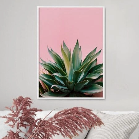 Πόστερ ALOE ON PINK BG - Botanical - Λουλούδια
