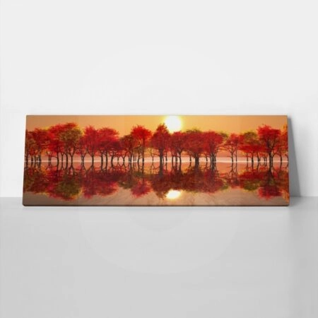Πίνακας Πανοραμικός σε καμβά AUTUMN SUNSET - Ηλιοβασιλεμα