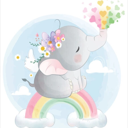Πόστερ BABY ELEPHANT SPLASHING RAINBOW - Παιδικά Sticky 2