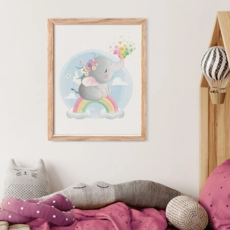 Πόστερ BABY ELEPHANT SPLASHING RAINBOW - Παιδικά